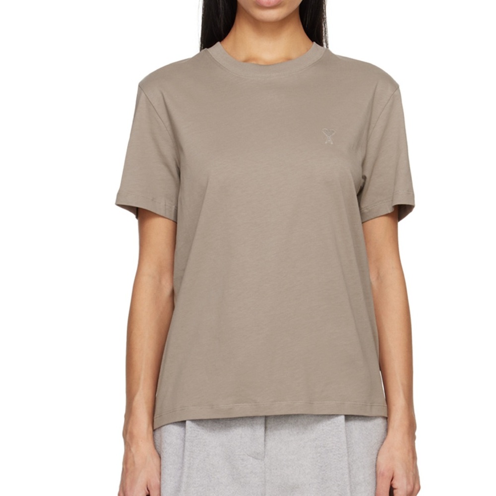 Ami Paris Ami de Cœur T Shirt in Taupe